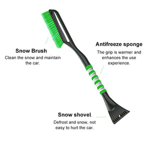 2 in 1 Detachable Snow Brush Ice Scraper with Ergonomic Foam Grip for Cars Trucks-Green