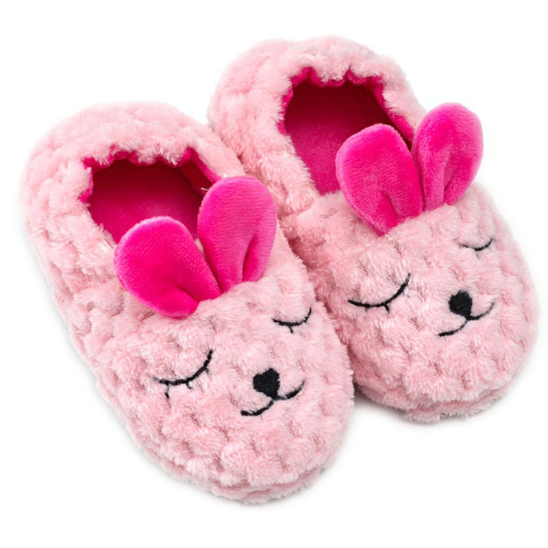 Cute Rabbit Plush Slippers for Toddler Girls Warm Winter House Shoes