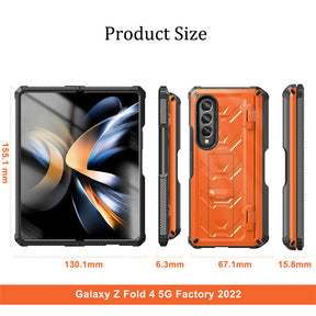 7.6inch Armorer Phone Case Full-Wrap with Kickstand Pen Slot for Galaxy Z Flip 4-Orange