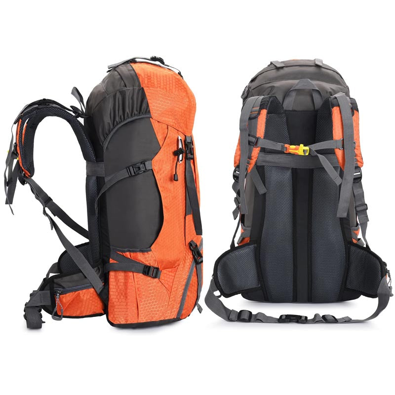 60L Waterproof Lightweight Hiking Backpack with Rain Cover for Climbing Camping-Orange