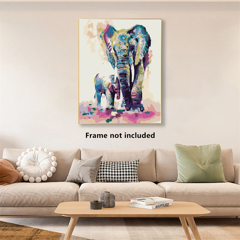 Paint by Numbers for Adults,DIY Canvas Oil Painting Kit Digital Painting for Kids Beginner Home Living Room Decorative 16 X 20 Inch-Elephant