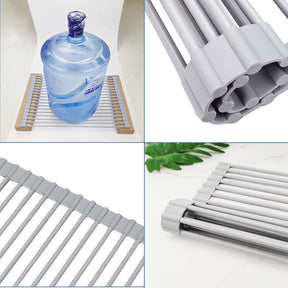 Over The Sink Multipurpose Roll-Up Dish Drying Rack 52*33CM-Gray