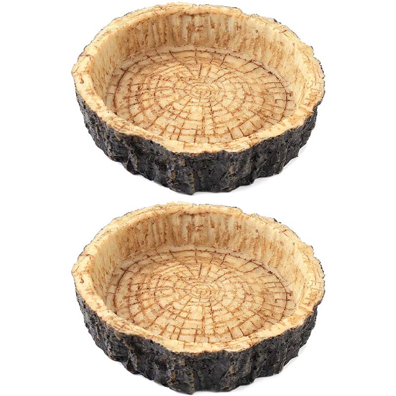 2 Pack Natural Resin Reptile Food Bowl for Lizards