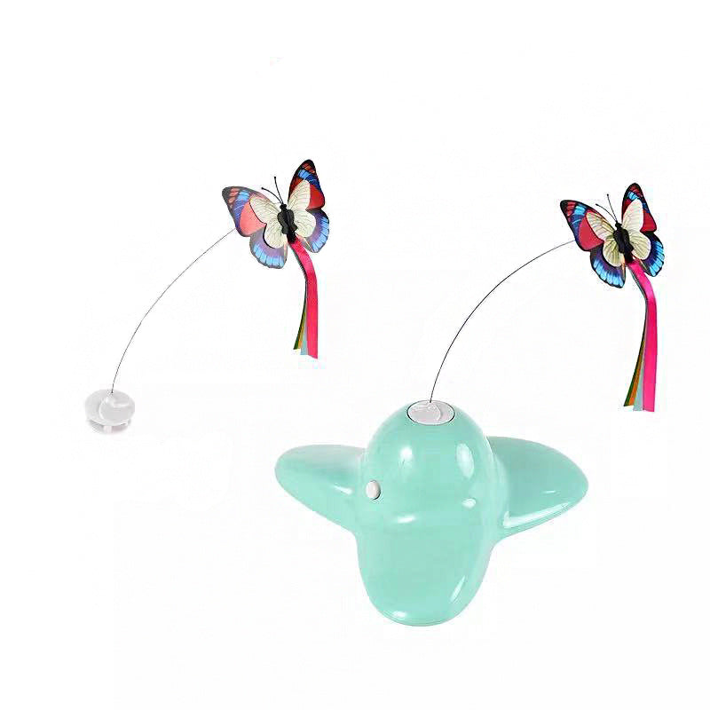 Cat Toy Butterfly Electric Flutter Rotating Kitten Toys with Replacement Butterfly-Green