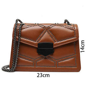 Small Shoulder Chain Bag Ladies Square Crossbody Bag-Brown