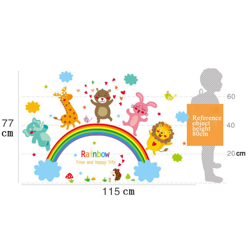 Creative Cartoon Removable 3D Wall Stickers Rainbow Animal Decoration For Children Room-11