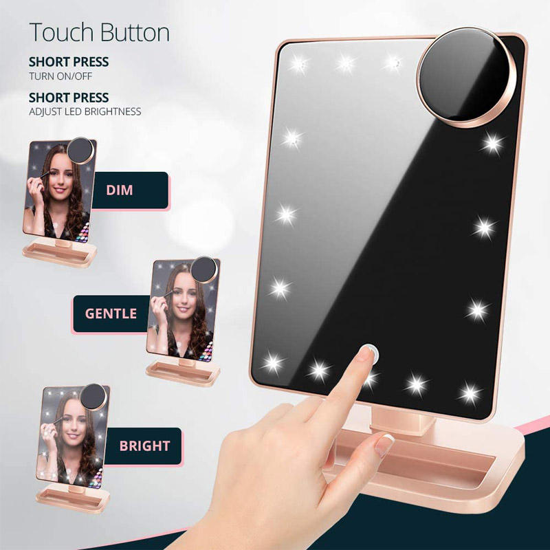 Home & LivingBluetooth Makeup Mirror with10X Magnification Spot Mirror-Rose Gold