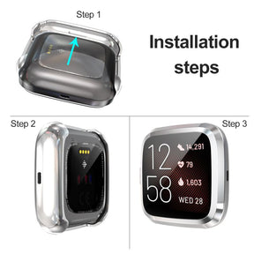 For Fitbit Versa Lite Electroplated Soft TPU Slim Watch Case -Grey