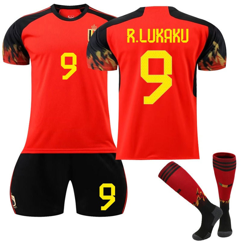 R.LUKAKU #9 Belgium Home Jersey 2022/23 Soccer Jersey Kit Football T-shirt Set For Adult Kids