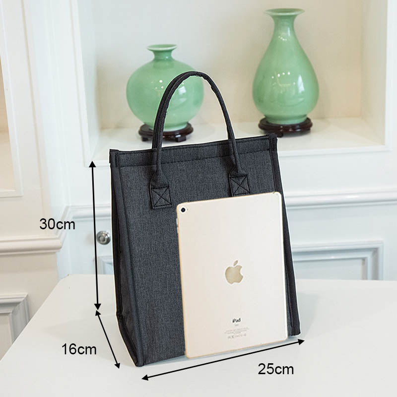 Waterproof Portable Lunch Bento Bag Velcro Insulated Picnic Handbag-Dark Grey