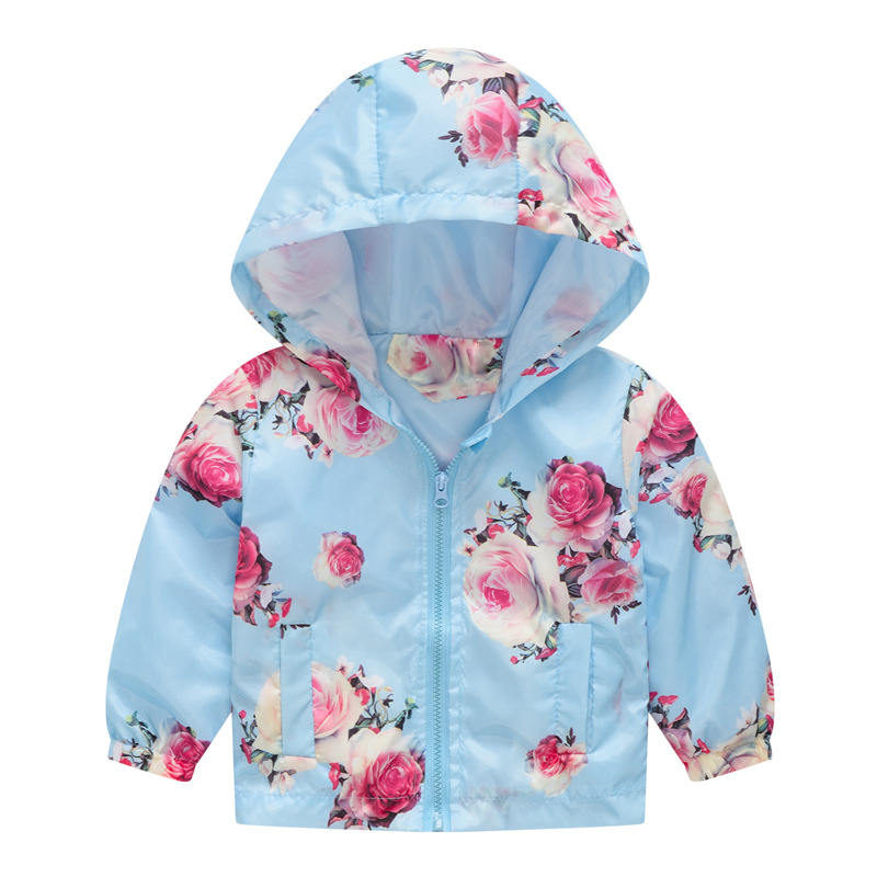 Boys Girls Cartoon Print Zip Lightweight Jacket Hooded Coats Casual Windbreaker-27