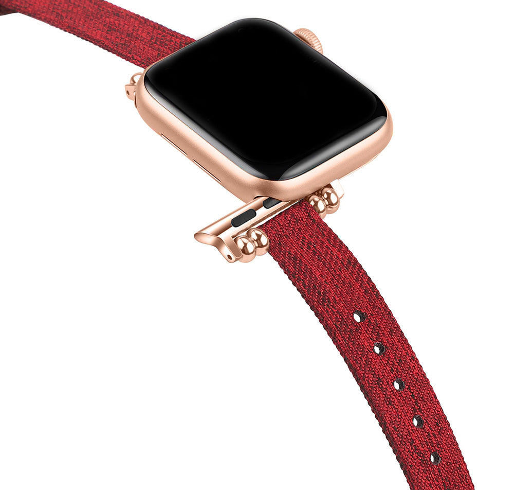 Slim Canvas Watch Band With Positioning Beads For Apple Watch SE/6/5/4/3/2/1(Red)