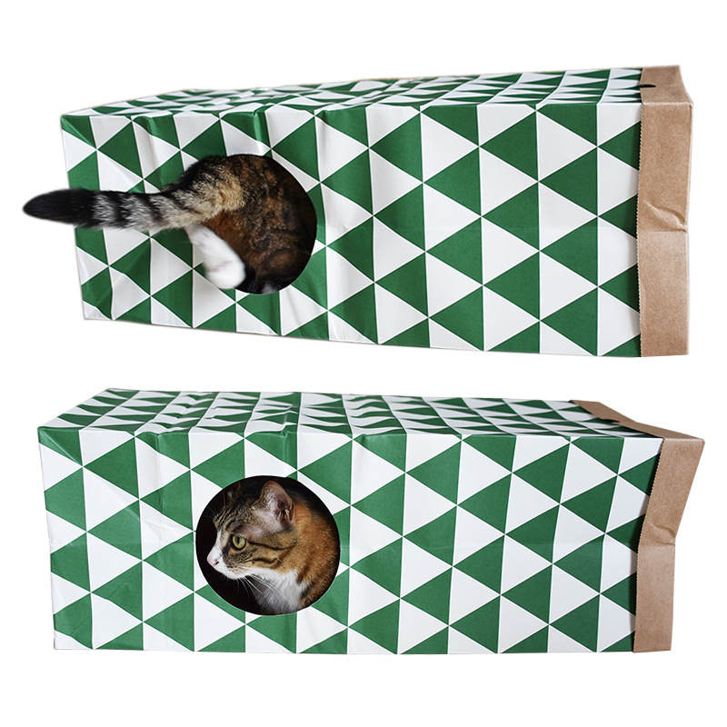 Cat Paper Bag Tunnel Toy Collapsible Tunnel for Rabbits Kittens