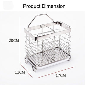 Square Utensil Drying Rack 304 Stainless Steel Hanging 2 Compartments