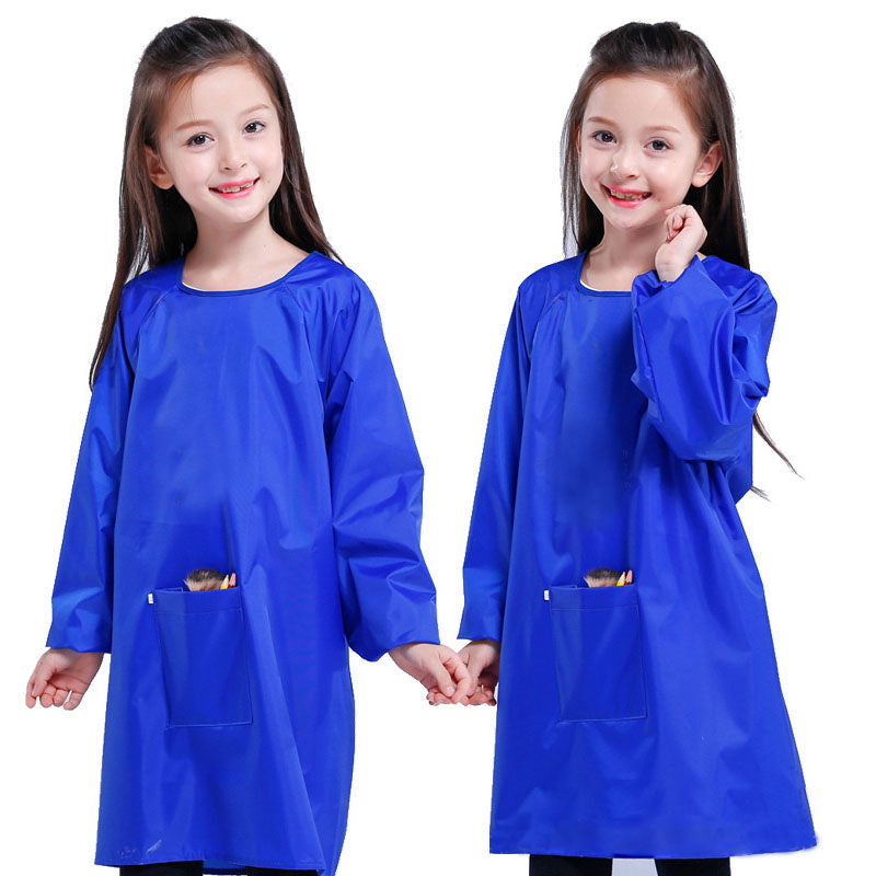 Kids Art Smocks Waterproof Artist Painting Long Sleeve Aprons for Children-RoyalBlue