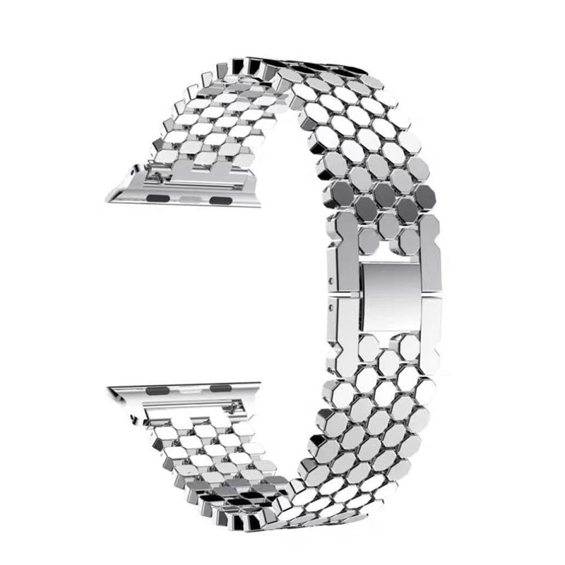 YLW Stainless Steel Watch Band Adjustable Wristbands for Apple IWatch Series SE/1/2/3/4/5/6 For Women-Silver