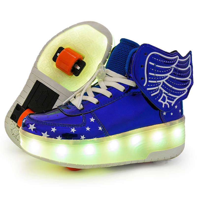 Kids LED Light Up Shoes High top Dancing Sneakers for Boys Girls-Blue