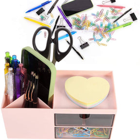 Plastic Cosmetic Storage Box Office Desk Multi-Functional Organizer -Pink