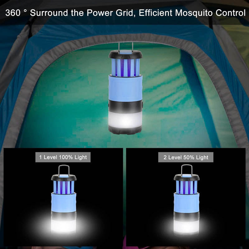 Portable LED Camping Lantern Bug Zapper for Hiking Tent Survival Kits-Blue