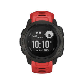 For Garmin Instinct Watchband Soft Silicone Adjustable Replacement Strap 22MM Black Steel Buckle-Red