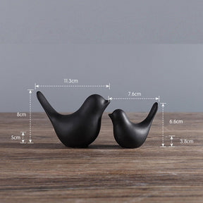 Ceramic Animal Figurines Home Decoration Furniture Desktop Display-Black Bird