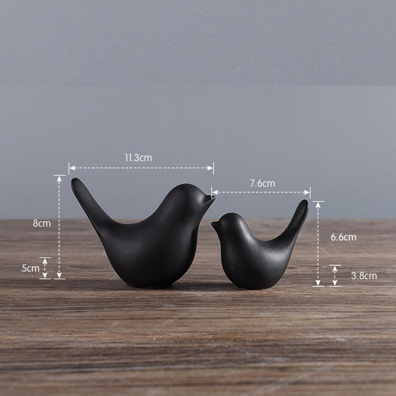 Ceramic Animal Figurines Home Decoration Furniture Desktop Display-Black Bird