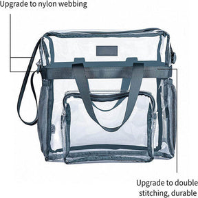 PVC Large Capacity Transparent Travel Tote Bag for Work Stadium Approved-Gray