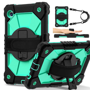 Rugged Tablet Case with Stand and Shoulder Strap for Samsung Galaxy A9-MintGreen