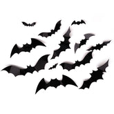 12PCS Halloween 3D Bats Decoration,12 kinds of Realistic PVC Black Bat Sticker for Home Decor DIY Wall Decal Party Supplies