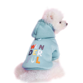 Pet Hoodie Sweatshirt Letter Printed Warm Clothes for Dogs and Cats-Blue