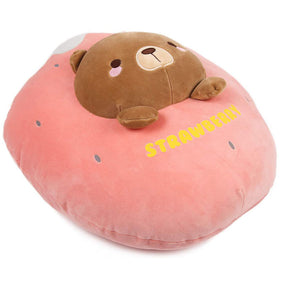 Bear Plush Stuffed Animal Pillow-Cute Strawberry Squishy Hugging Plushie-Gifts for Kids