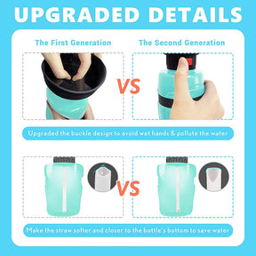 Pet Portable Water Bottles Safety Silicone Collapsible Bottle for Travel 600ML-BlueGreen