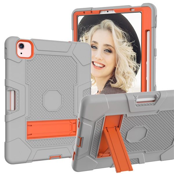 B3 Robot iPad Case Silicone Shockproof Protective Stand Cover For iPad Pro 11inch (2018/2020/2021) Air4 10.9 Air5 (2021)Gray&Orange