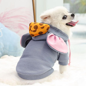 Dogs Hoodie Sweatshirt Big Ear Mouse Warm Coat for Small Medium Dog-Grey