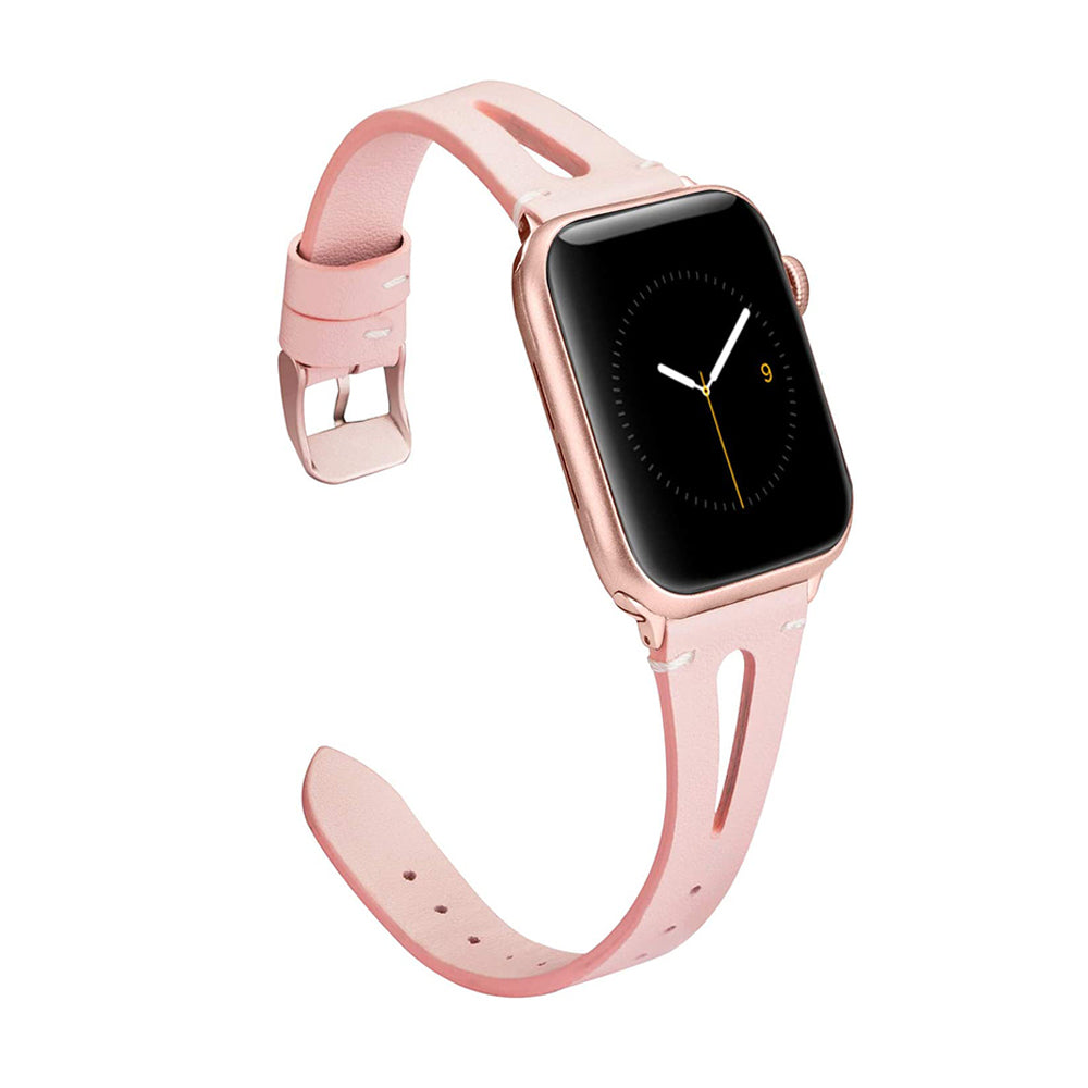 Fashion Triangle Hole Leather Watch Band For Apple Watch SE/6/5/4/3/2/1(Pink)