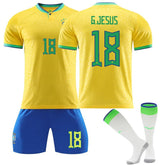 G.JESUS #18 Brazil Home Jersey 2022/23 Soccer Jersey Kit Football T-shirt Set For Adult Kids