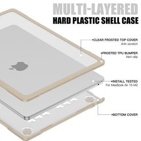 Shockproof Case Solid Color Compatible with Macbook Air 15 2023 A2941-Khaki