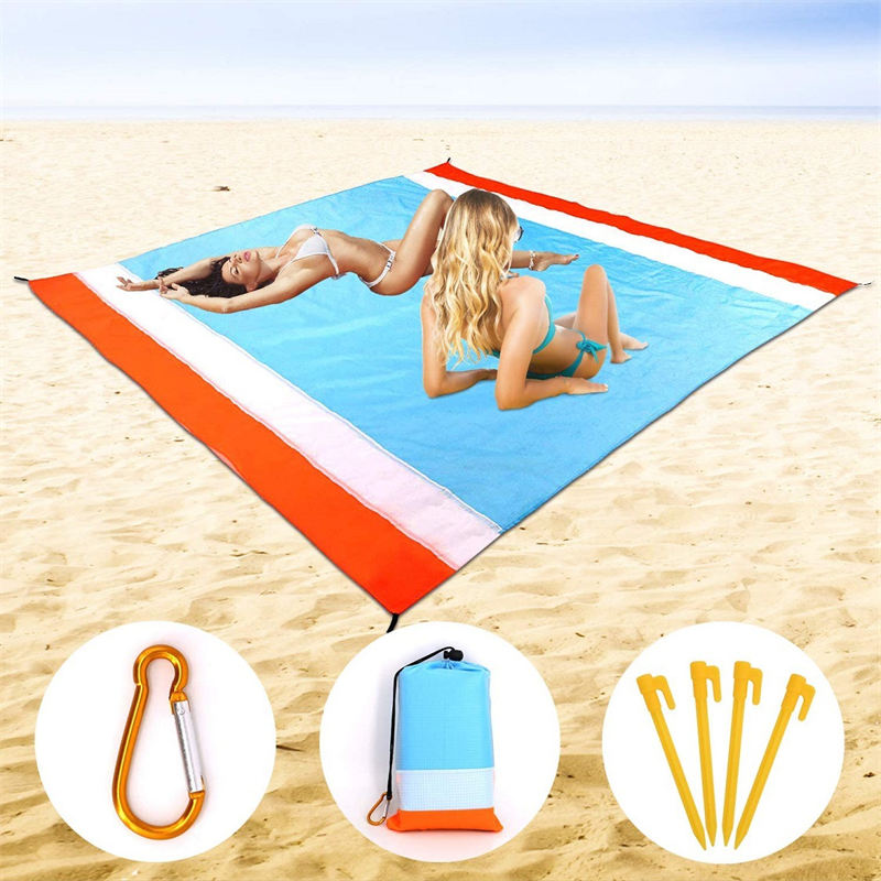 Sand Free Beach Blanket 82 x79inches Portable Waterproof Beach Mat-Orange