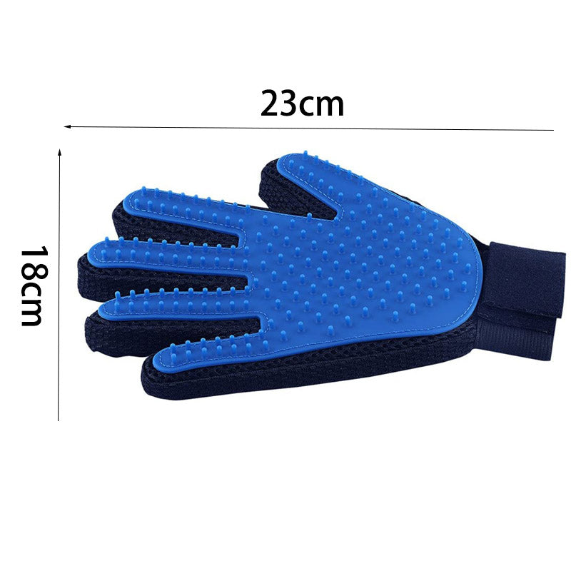 Pet Hair Remover Glove Gentle Massage Mitt with Enhanced Five Finger Design Blue-Right Hand