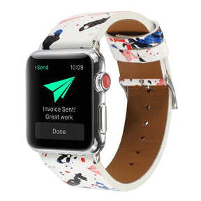 Graffiti Painted PU Leather Watch Band Microfiber Design For Apple Watch SE/6/5/4/3/2/1(Graffiti2)