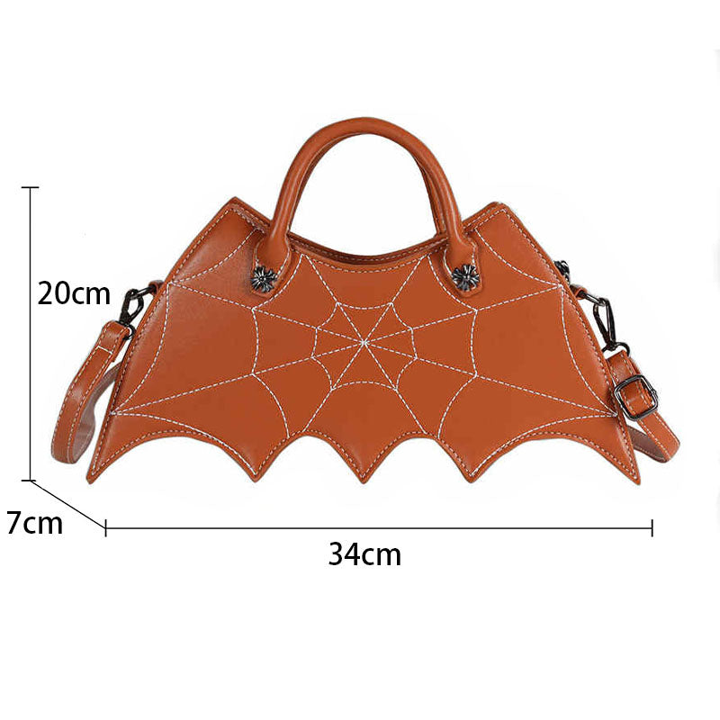 Women Novelty Bat Shoulder Bag Fashion Halloween Handbags-Brown