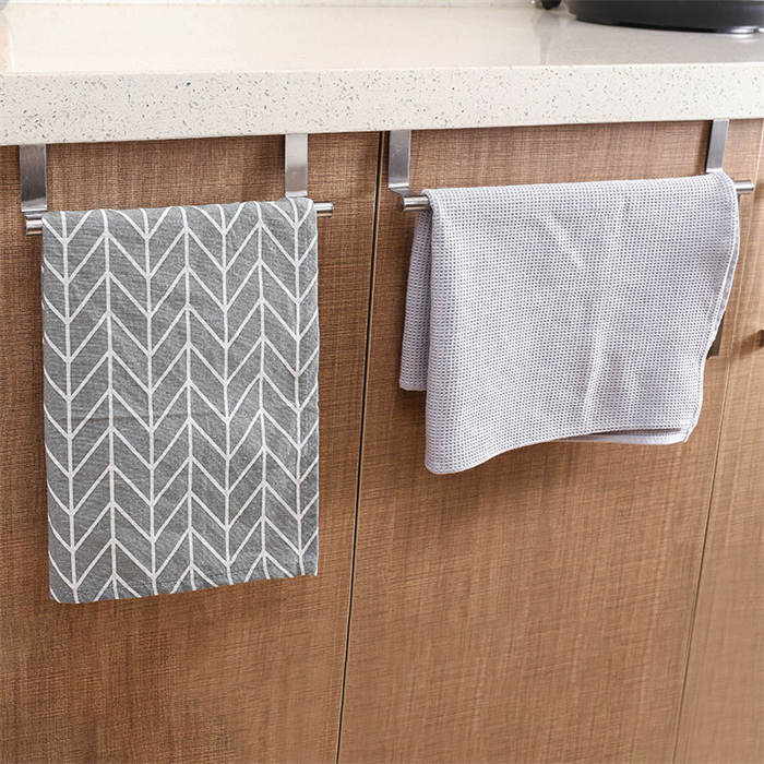 2 Pack 23cm Stainless Steel Over Door Towel Rack Bar Holders for Universal Fit on Cabinet Cupboard Doors £¨S Black£©