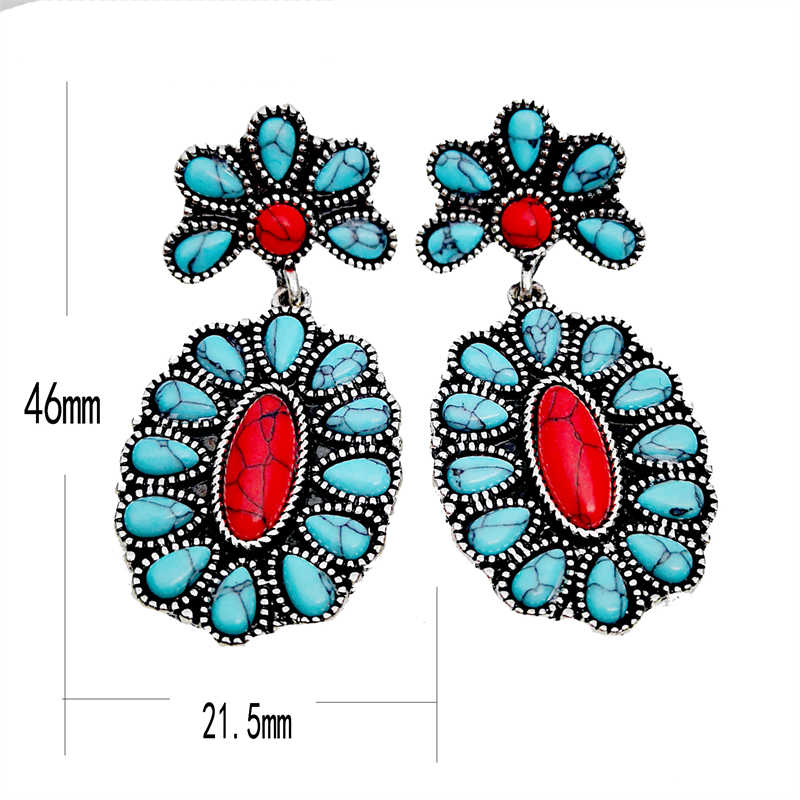 Ivory Turquoise Flowers Dangle Earring for Women