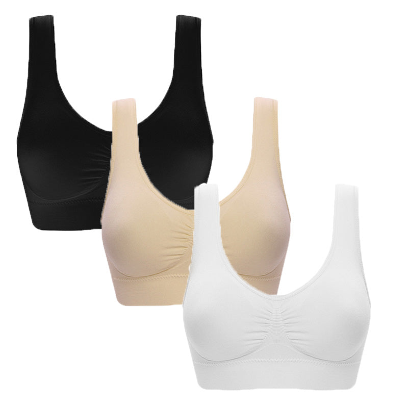 3 Pcs Seamless Sports Bras with Removable Pads Yoga Vest-Set4