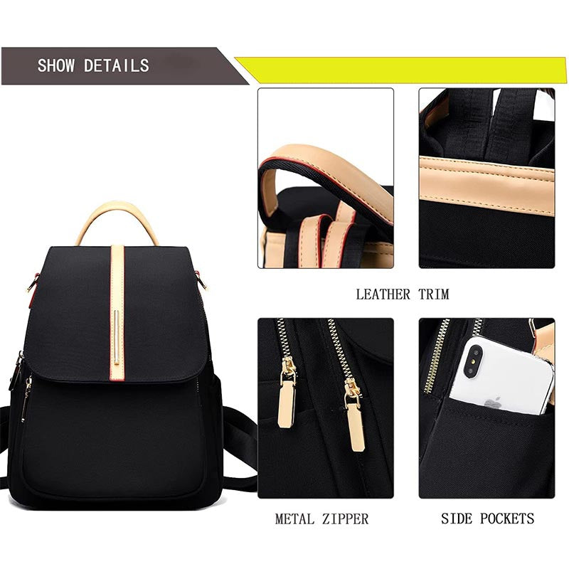 Women Fashion Backpack For Ladies Lightweight Travel Bag-Black