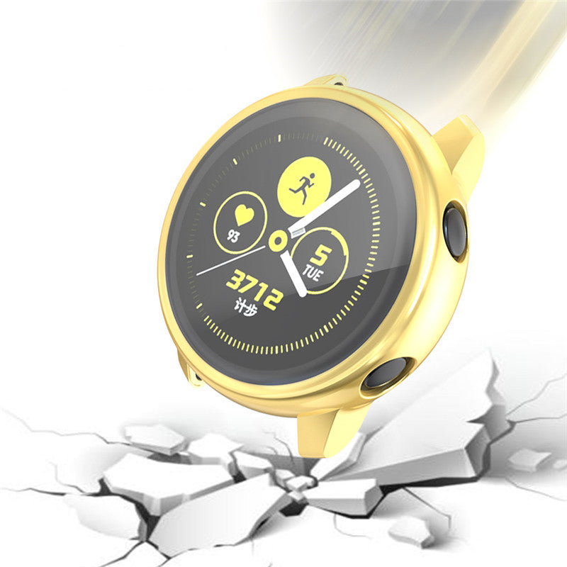 TPU Soft Slim Plating Full-Around Protective Watch Case Cover For Samsung Active-Gold