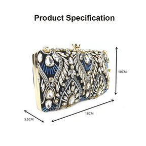 Vintage Beaded Clutch Evening Bags Flapper Handbag Clutch for Women--Black