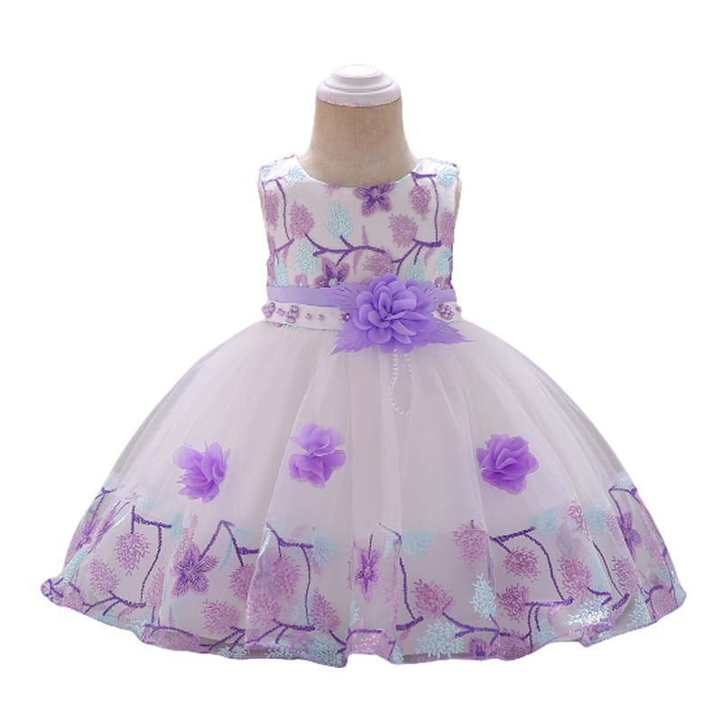 Toddler Pageant Flower Girl Lace Dress Little Girls Party Wedding Formal Dresses-LightPurple