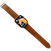 Litchi Grained Leather Band with Magnetic Buckle for Apple Watch-Brown
