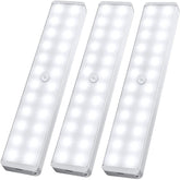 LED Closet Light 24-LED Rechargeable Motion Sensor White Light Bar for Stairs Wardrobe Kitchen Hallway (3 Packs)